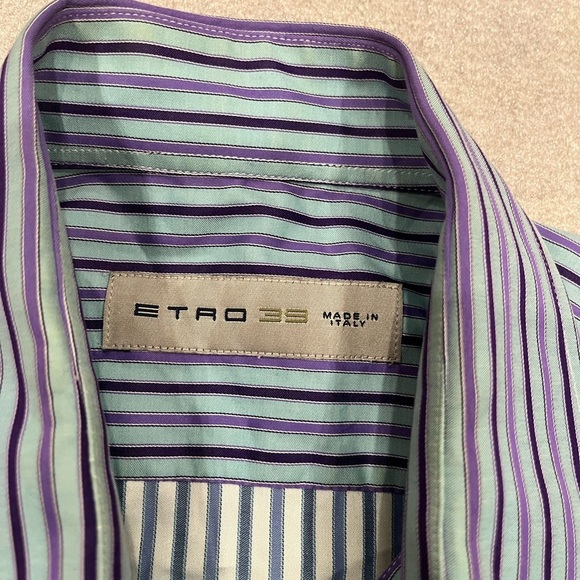[39/US15.5]Etro Purple Strips Dress Shirt- Italy - Picture 5 of 11